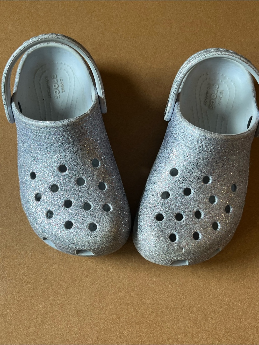 CROCS Kids' Glitter Clog in Silver